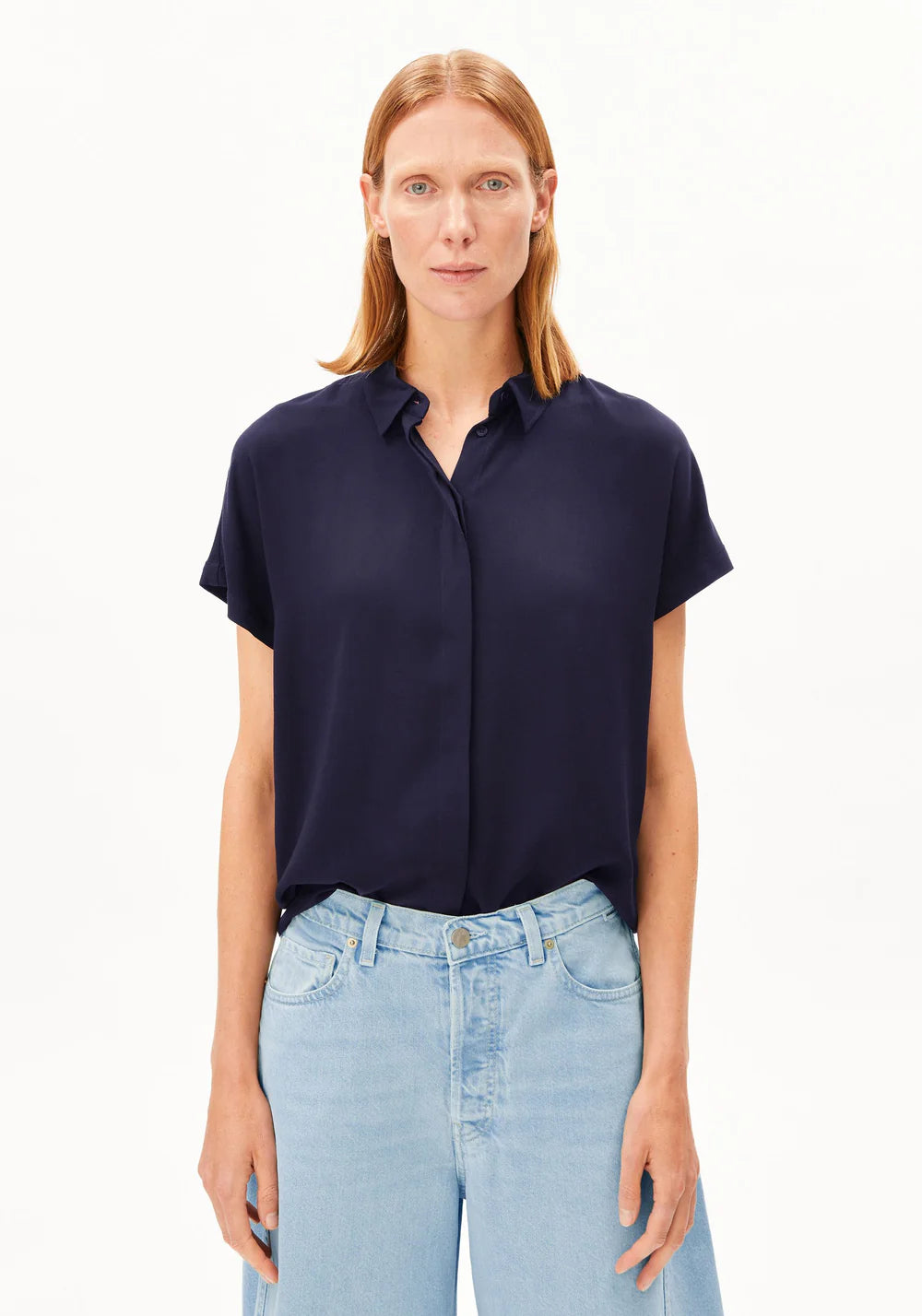 Armedangels - LARISAANA KURZARMBLUSE tinted navy - WERTE FREUNDE