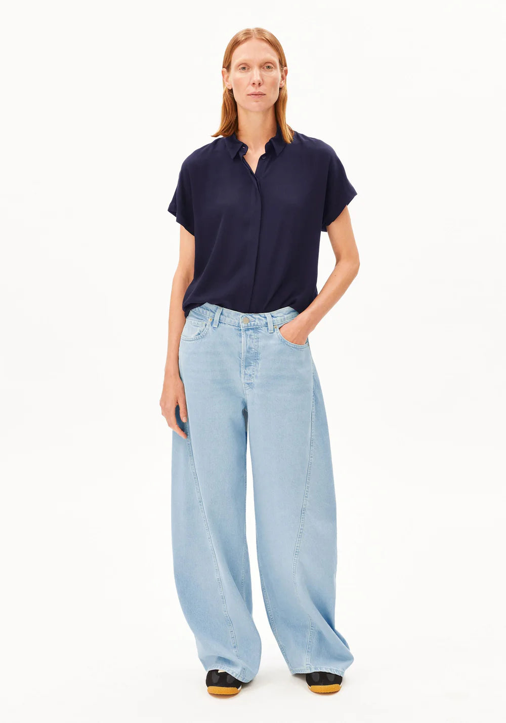 Armedangels - LARISAANA KURZARMBLUSE tinted navy - WERTE FREUNDE