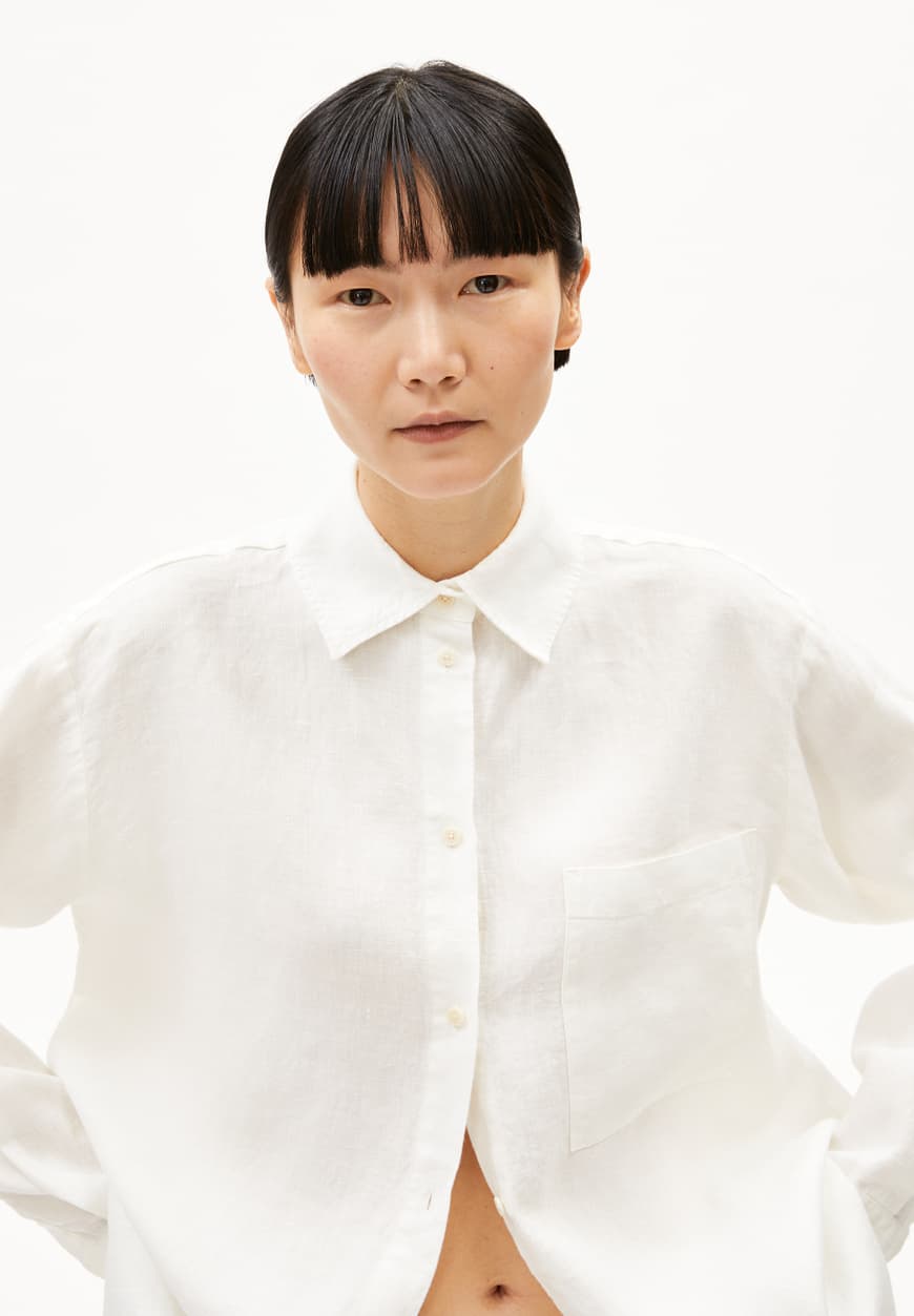 Armedangels - MAALGAA PURE LINO Bluse langarm white - WERTE FREUNDE