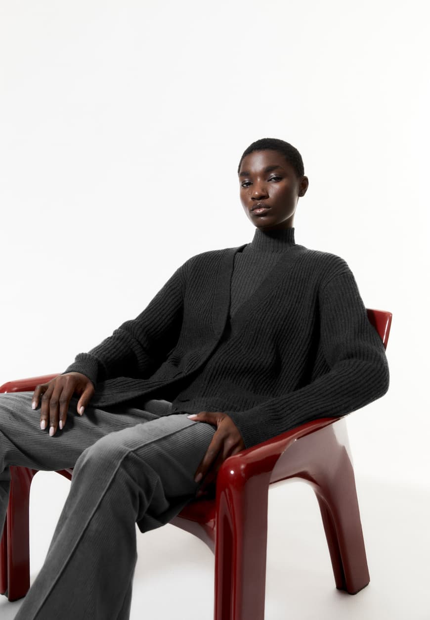 Armedangels - MAIYAA Strick Cardigan steel melange - WERTE FREUNDE