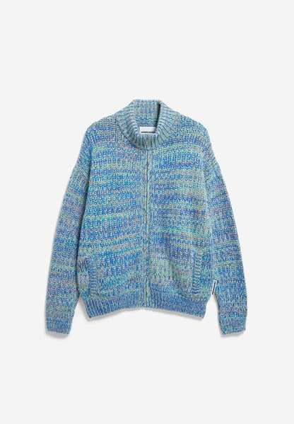 Armedangels - UN-WASTED TROYER-STRICKJACKE smart lilac-apple neon-dynamo blue - WERTE FREUNDE