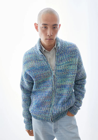 Armedangels - UN-WASTED TROYER-STRICKJACKE smart lilac-apple neon-dynamo blue - WERTE FREUNDE