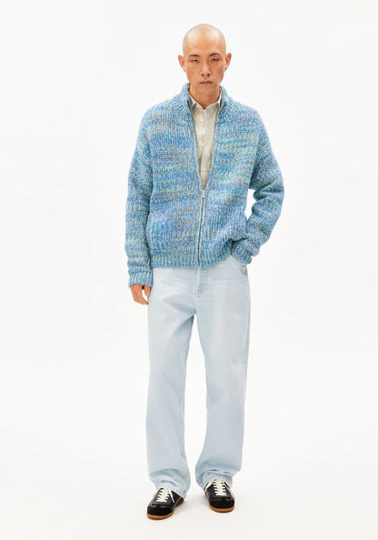 Armedangels - UN-WASTED TROYER-STRICKJACKE smart lilac-apple neon-dynamo blue - WERTE FREUNDE