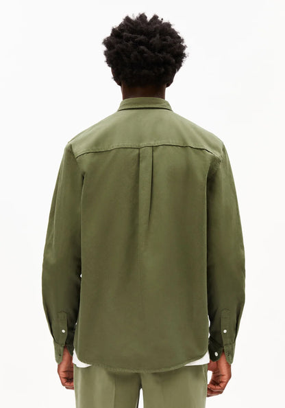 Armedangels - GMT DYE LEINENLANGARMHEMD fatigue green - WERTE FREUNDE