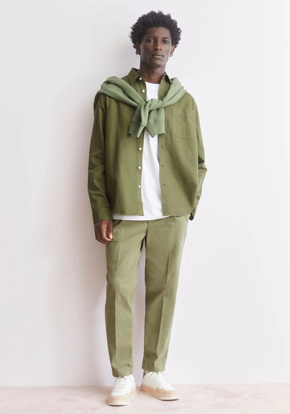 Armedangels - GMT DYE LEINENLANGARMHEMD fatigue green - WERTE FREUNDE
