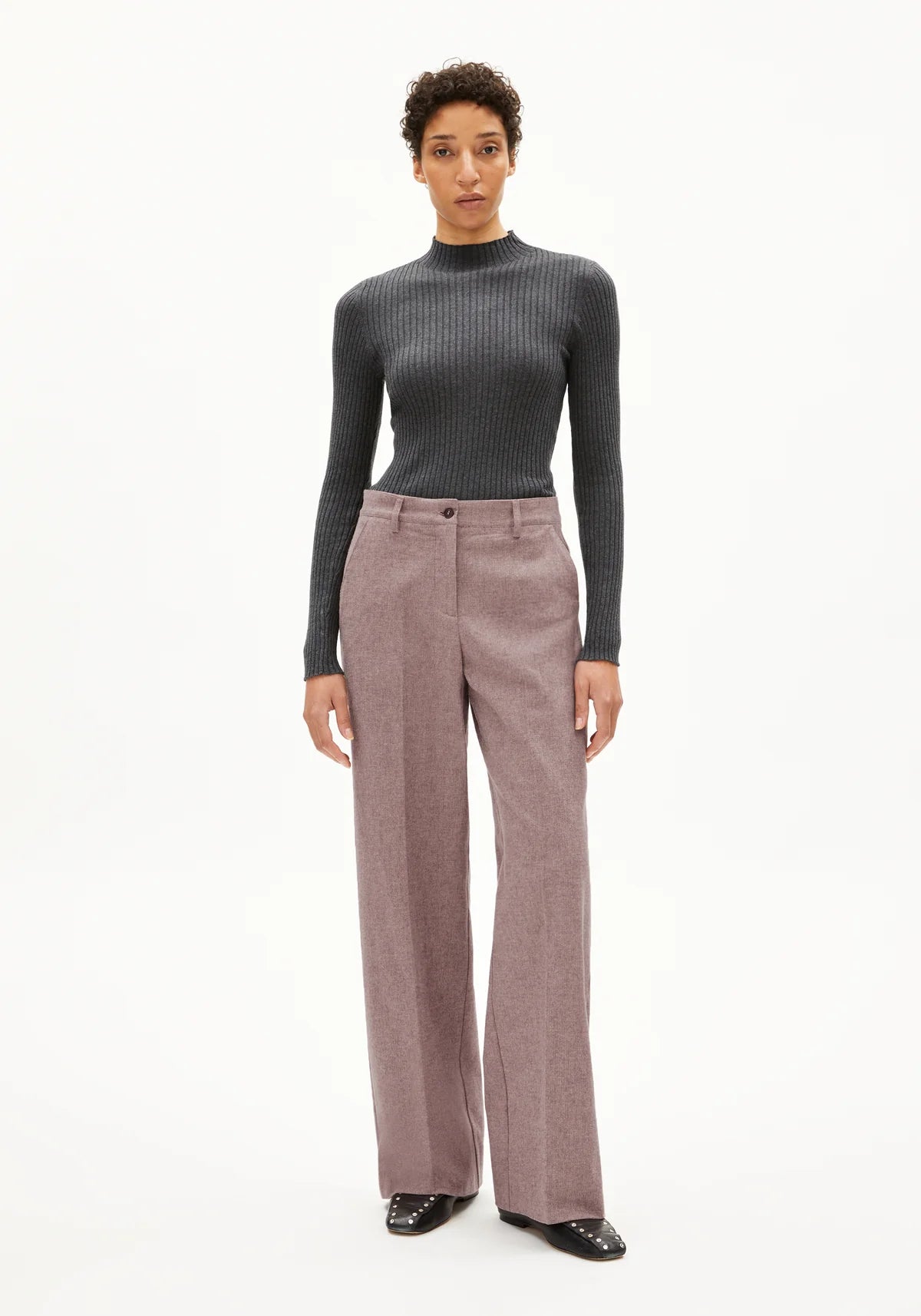 Armedangels - LEANDRAA HANDAAS Hose Stoffhose pure-dark cranberry - WERTE FREUNDE