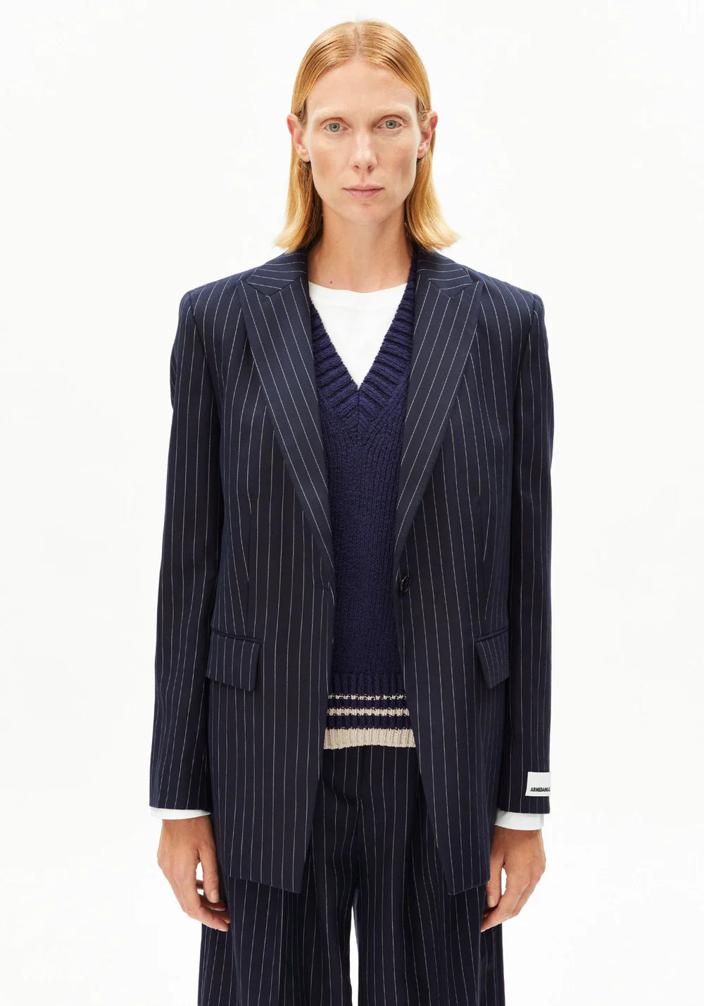 Armedangels - MIKULAA NADELSTREIFENBLAZER night sky-white - WERTE FREUNDE