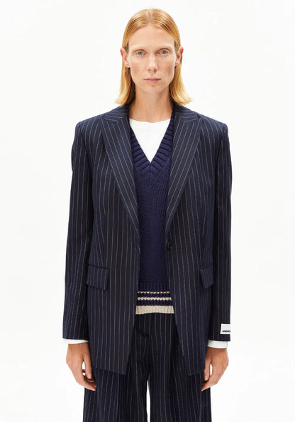 Armedangels - MIKULAA NADELSTREIFENBLAZER night sky-white - WERTE FREUNDE
