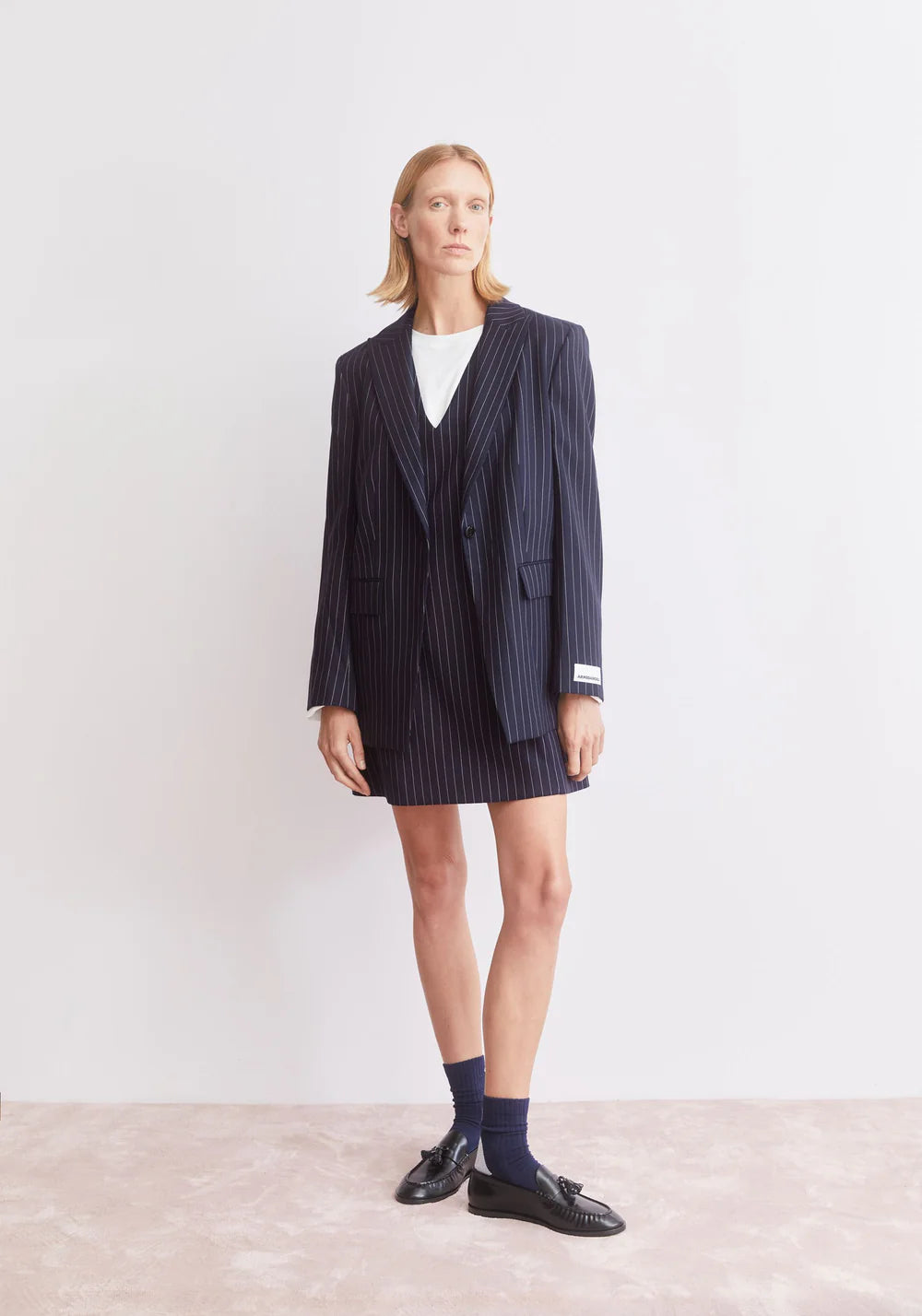 Armedangels - MIKULAA NADELSTREIFENBLAZER night sky-white - WERTE FREUNDE
