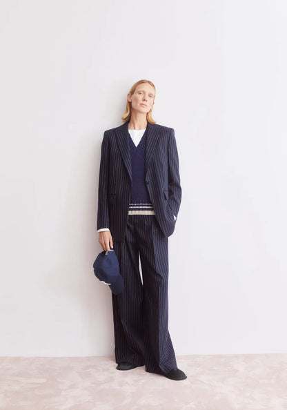Armedangels - MIKULAA NADELSTREIFENBLAZER night sky-white - WERTE FREUNDE