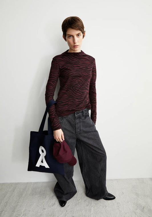 Armedangels - CALUNAA ZEBRARAA Jersey Shirts Longsleeve dark cranberry - WERTE FREUNDE