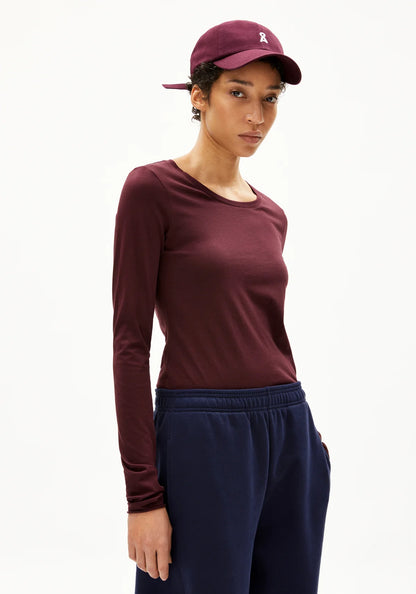 Armedangels - EINIAARA SOFT Jersey Shirts Longsleeve dark cranberry - WERTE FREUNDE
