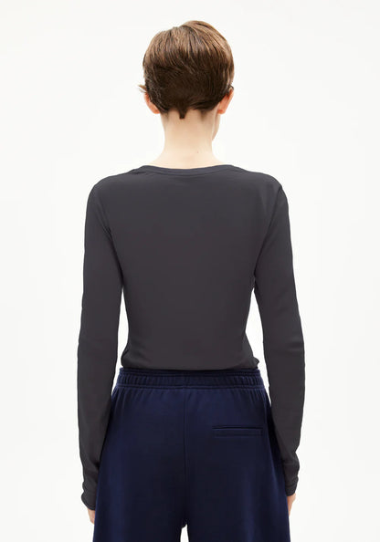 Armedangels - EINIAARA SOFT Jersey Shirts Longsleeve dark steel - WERTE FREUNDE