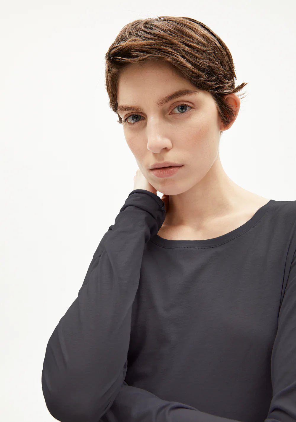 Armedangels - EINIAARA SOFT Jersey Shirts Longsleeve dark steel - WERTE FREUNDE