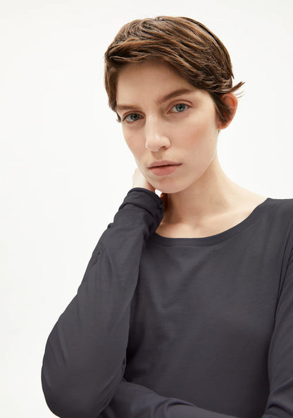 Armedangels - EINIAARA SOFT Jersey Shirts Longsleeve dark steel - WERTE FREUNDE