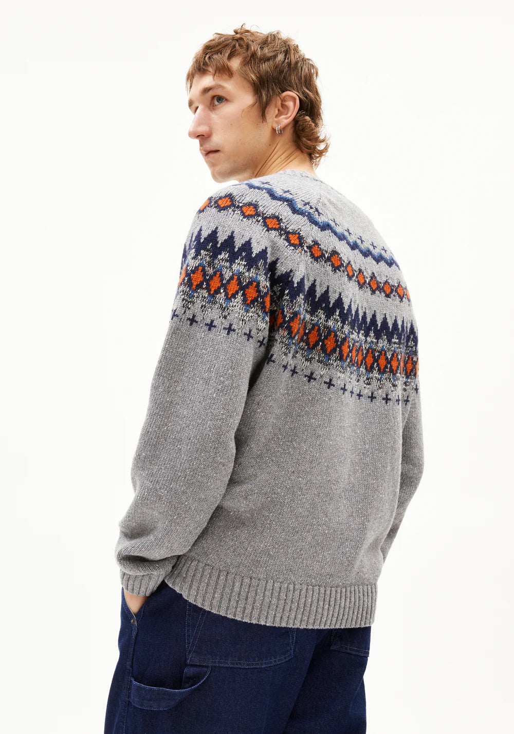 Armedangels - KAALLA FAIR ISLE Strick Pullover silver melange-dusty orange - WERTE FREUNDE