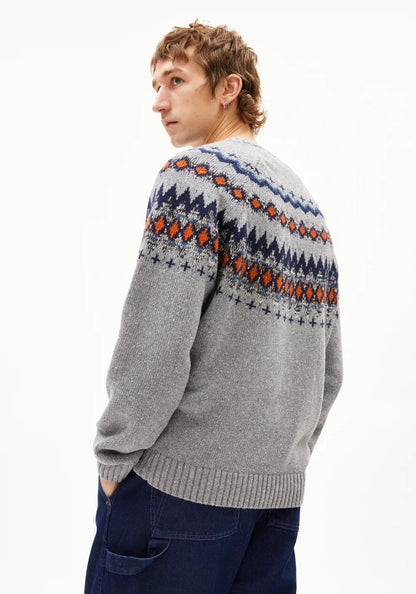 Armedangels - KAALLA FAIR ISLE Strick Pullover silver melange-dusty orange - WERTE FREUNDE