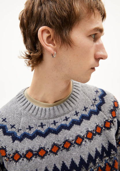 Armedangels - KAALLA FAIR ISLE Strick Pullover silver melange-dusty orange - WERTE FREUNDE