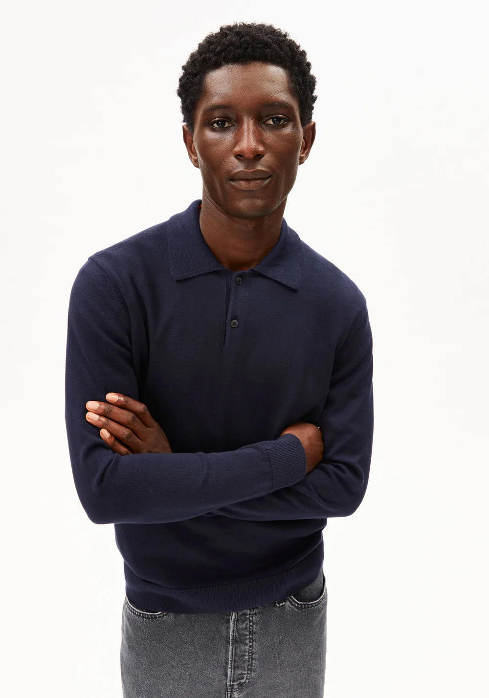 Armedangels - LANGARM-STRICKPOLOSHIRT night sky - WERTE FREUNDE