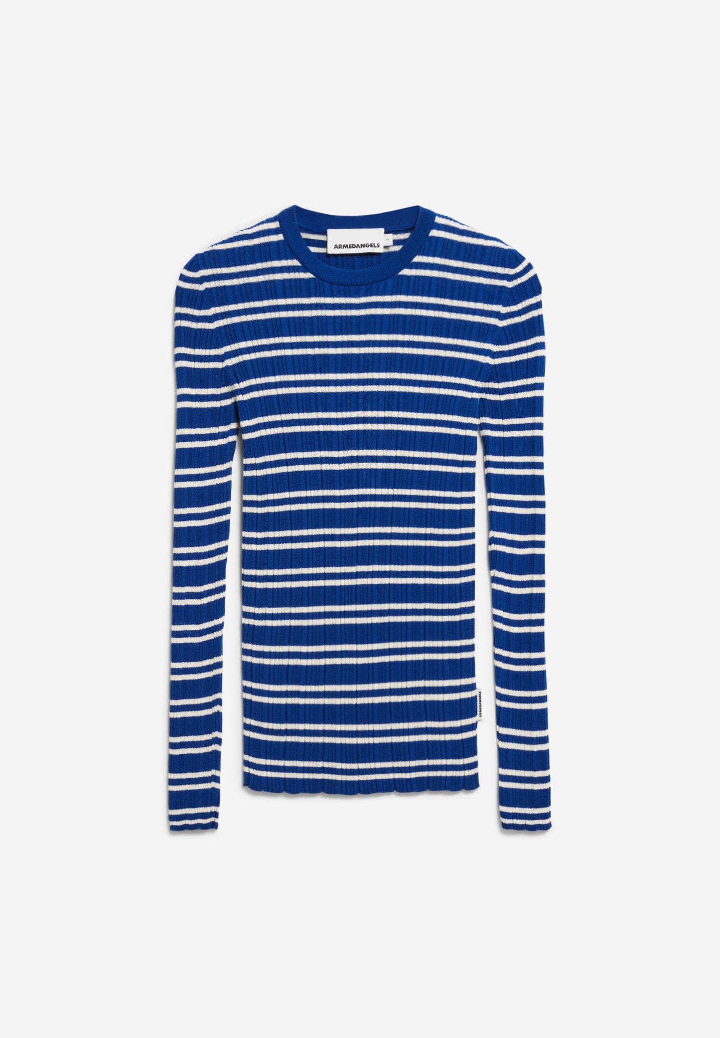 Armedangels - ALAANIA CHIFFRON STR Strick Pullover lapis blue-oatmilk - WERTE FREUNDE