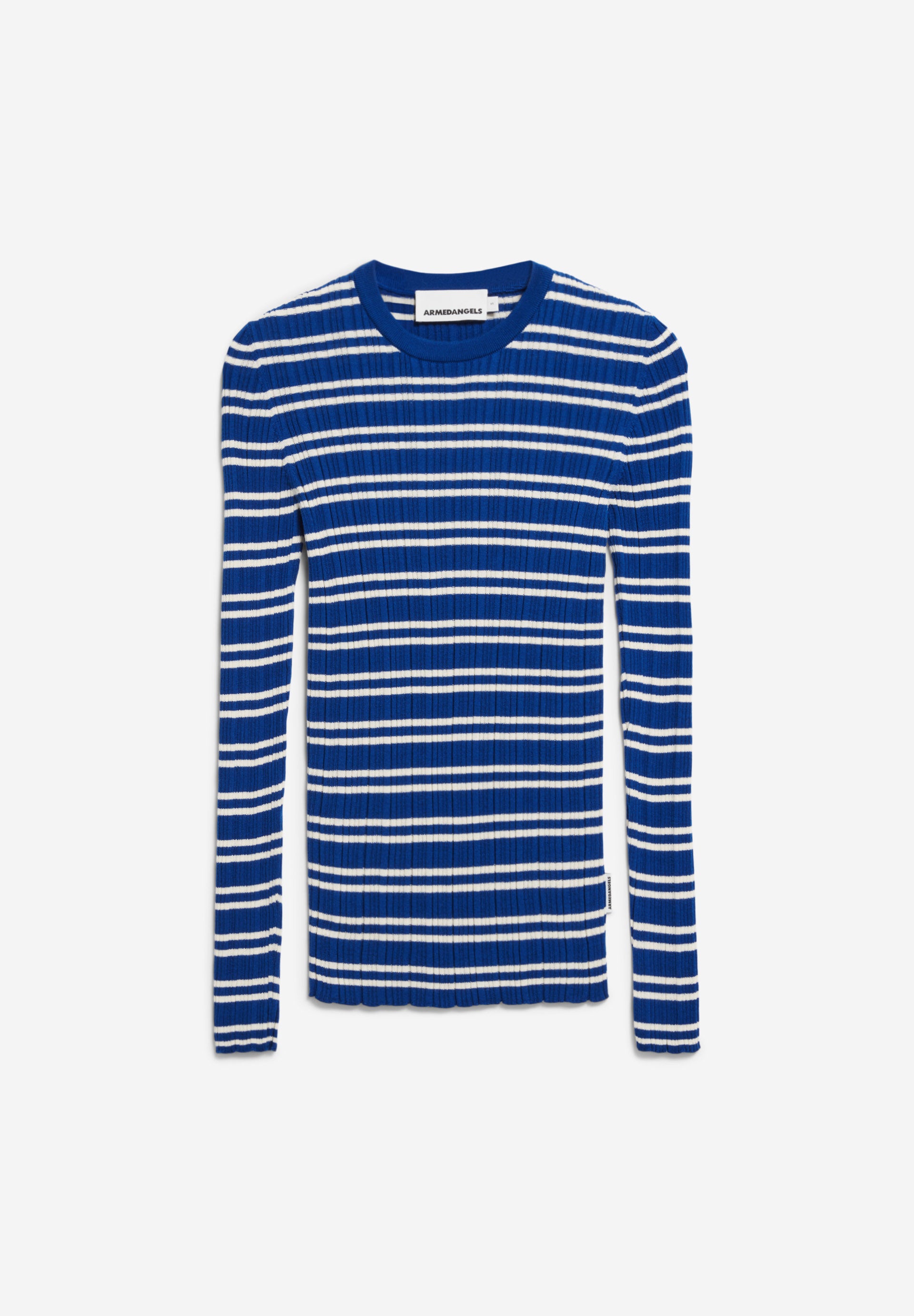 Armedangels - ALAANIA CHIFFRON STR Strick Pullover lapis blue-oatmilk - WERTE FREUNDE