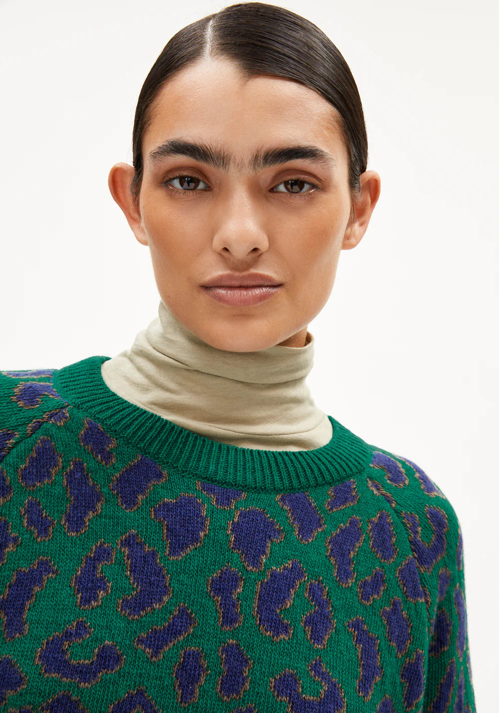 Armedangels - DILIRIAA LEOPAA Strick Pullover emerald green - WERTE FREUNDE