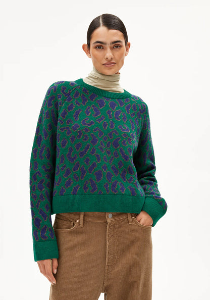 Armedangels - DILIRIAA LEOPAA Strick Pullover emerald green - WERTE FREUNDE