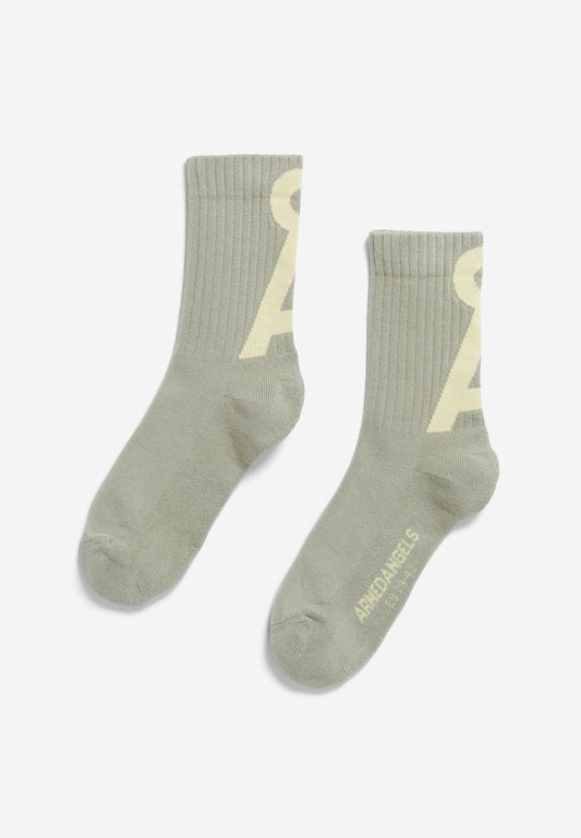 Armedangels - SAAMUS SHORT Accessoires Socken seagreen-early yellow - WERTE FREUNDE