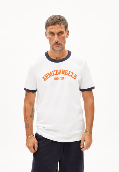 Armedangels - MAARKOS RINGER Shirts T-Shirt white - WERTE FREUNDE