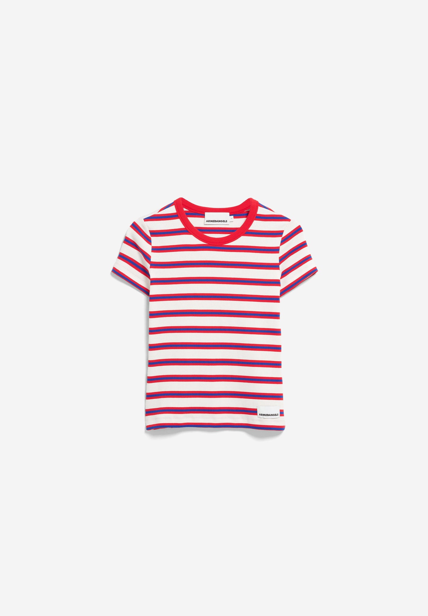 Armedangels - KARDAA GESTREIFTES RIPP-T-SHIRT light oatmilk-mars red-dynamo blue - WERTE FREUNDE