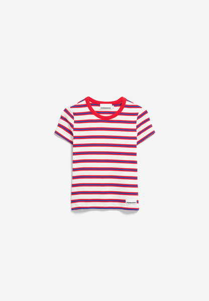 Armedangels - KARDAA GESTREIFTES RIPP-T-SHIRT light oatmilk-mars red-dynamo blue - WERTE FREUNDE