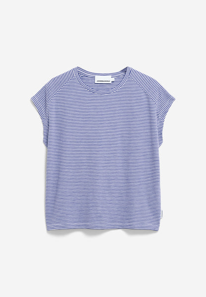 Armedangels - ONELIAA LOVELY STRIPES Jersey Shirts T-Shirt oatmilk-blue noon - WERTE FREUNDE