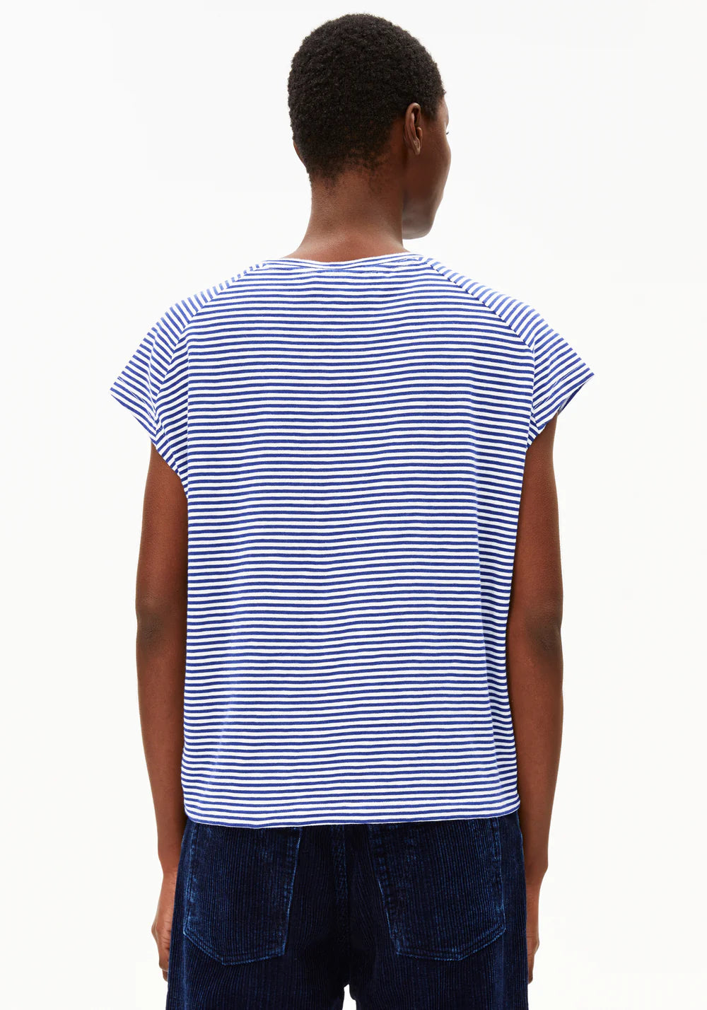 Armedangels - ONELIAA LOVELY STRIPES Jersey Shirts T-Shirt oatmilk-blue noon - WERTE FREUNDE