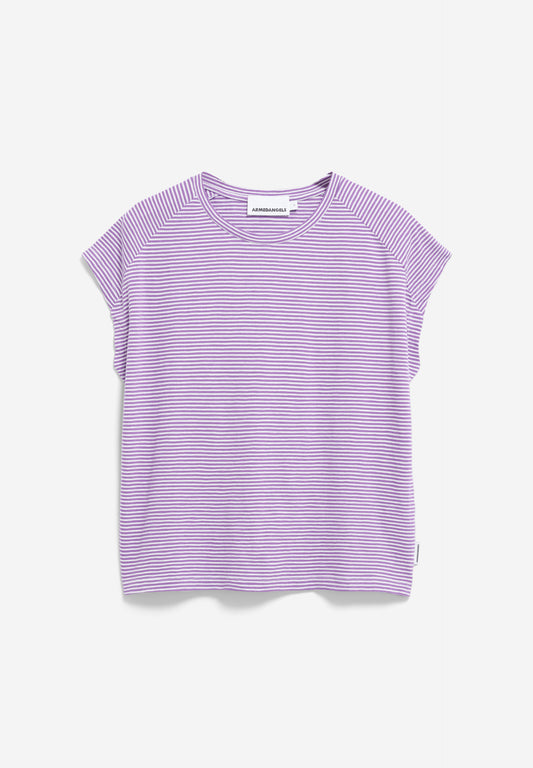 Armedangels - ONELIAA LOVELY STRIPES Jersey Shirts T-Shirt oatmilk-orchid - WERTE FREUNDE