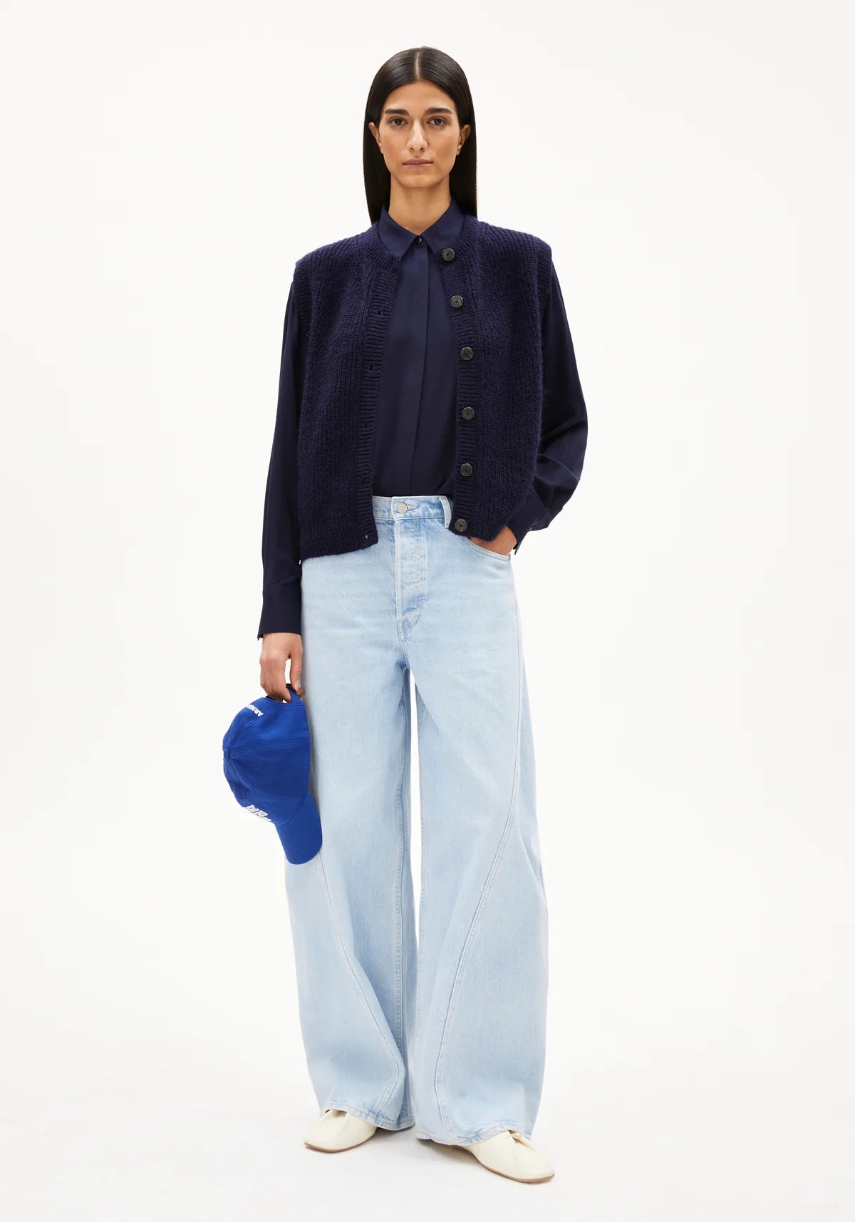 Armedangels - HELGEAA PREMIUM Strick Top tinted navy - WERTE FREUNDE