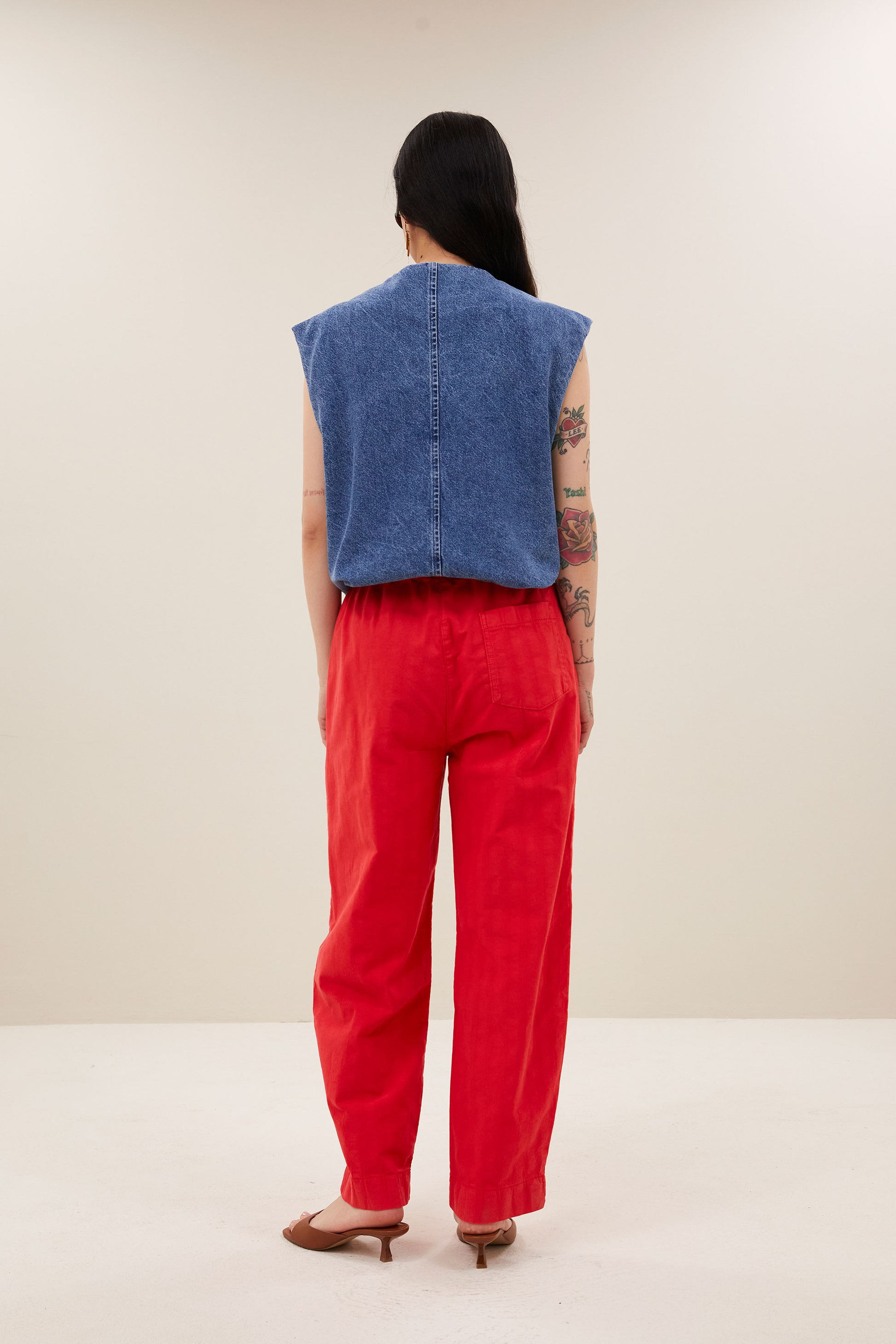 by-bar - Maggie denim sleeveless jacket mid denim - WERTE FREUNDE