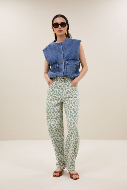 by-bar - Maggie denim sleeveless jacket mid denim - WERTE FREUNDE