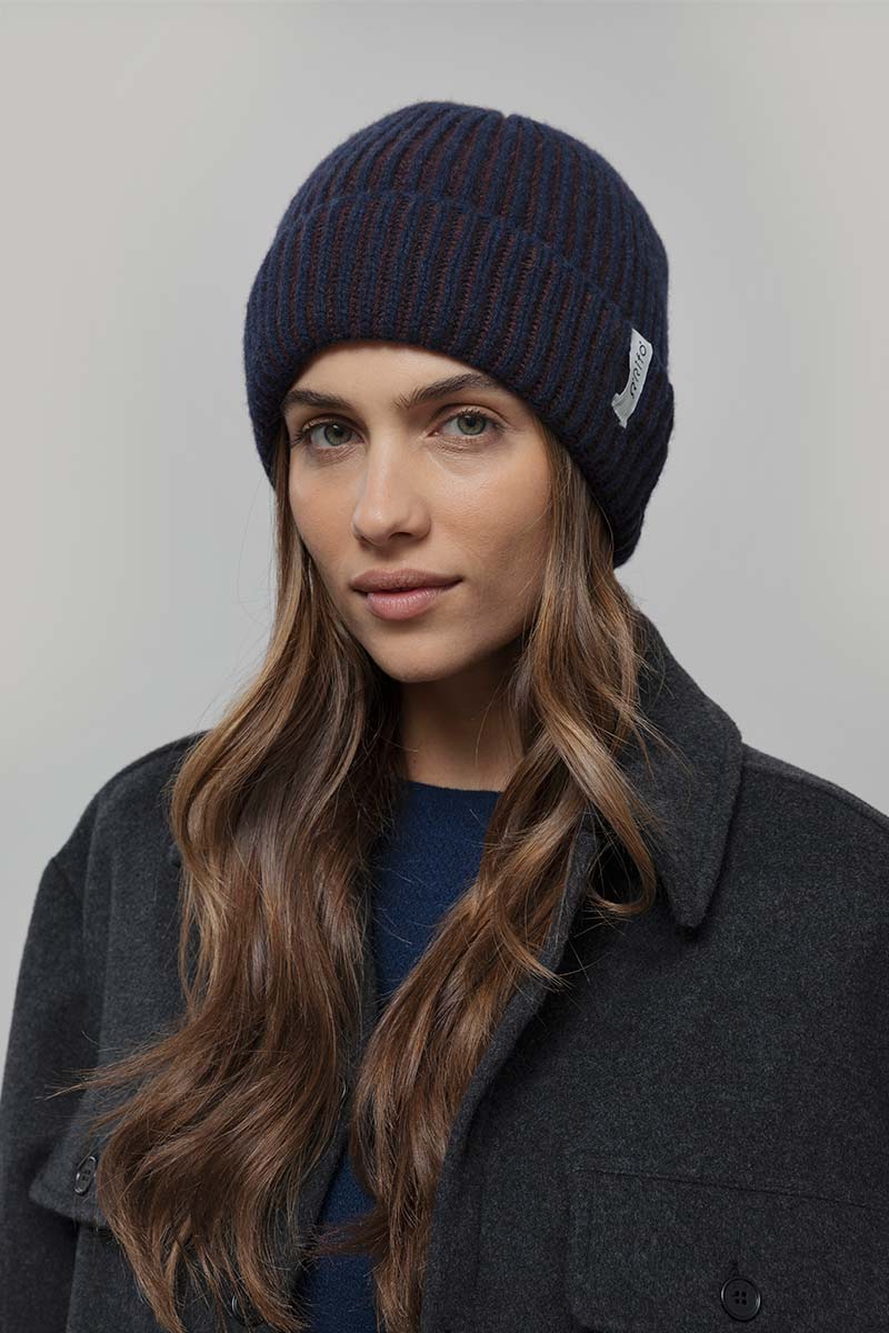 Rifo - Teo Cashmere Beanie Blue-Brown