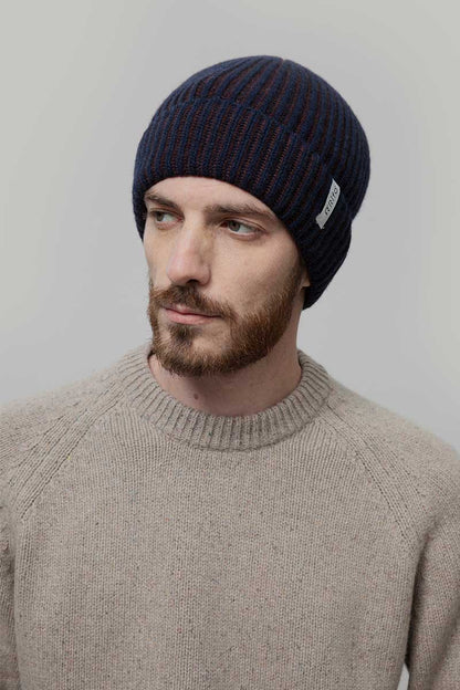 Rifo - Teo Cashmere Beanie Blue-Brown