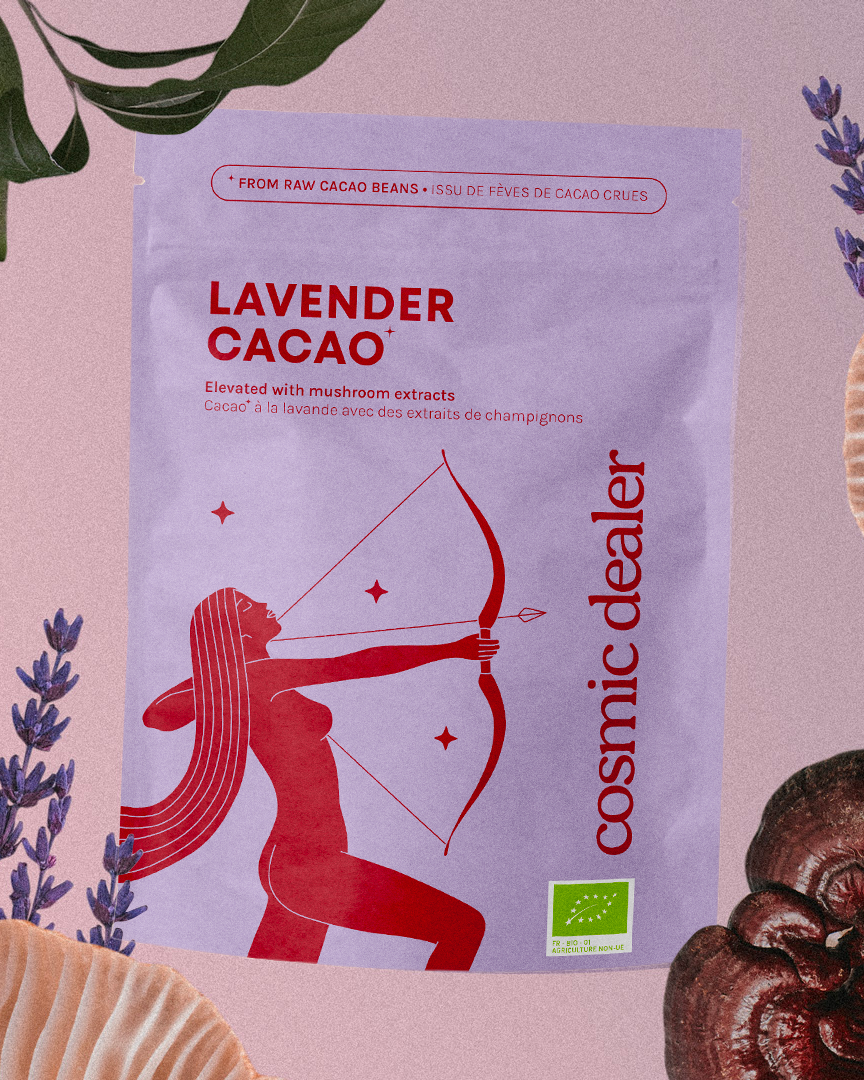 Cosmic Dealer - CACAO LAVENDER with Reishi Mushroom & Lucuma 120 g - WERTE FREUNDE