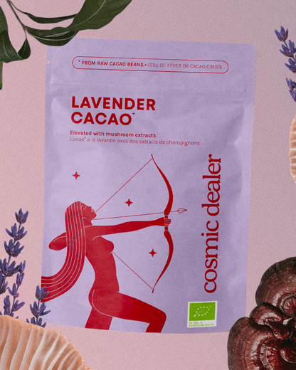 Cosmic Dealer - CACAO LAVENDER with Reishi Mushroom & Lucuma 120 g - WERTE FREUNDE