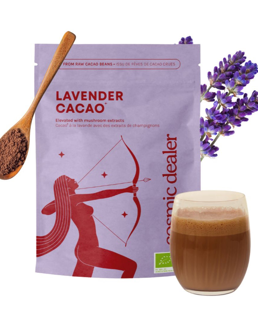 Cosmic Dealer - CACAO LAVENDER with Reishi Mushroom & Lucuma 120 g - WERTE FREUNDE