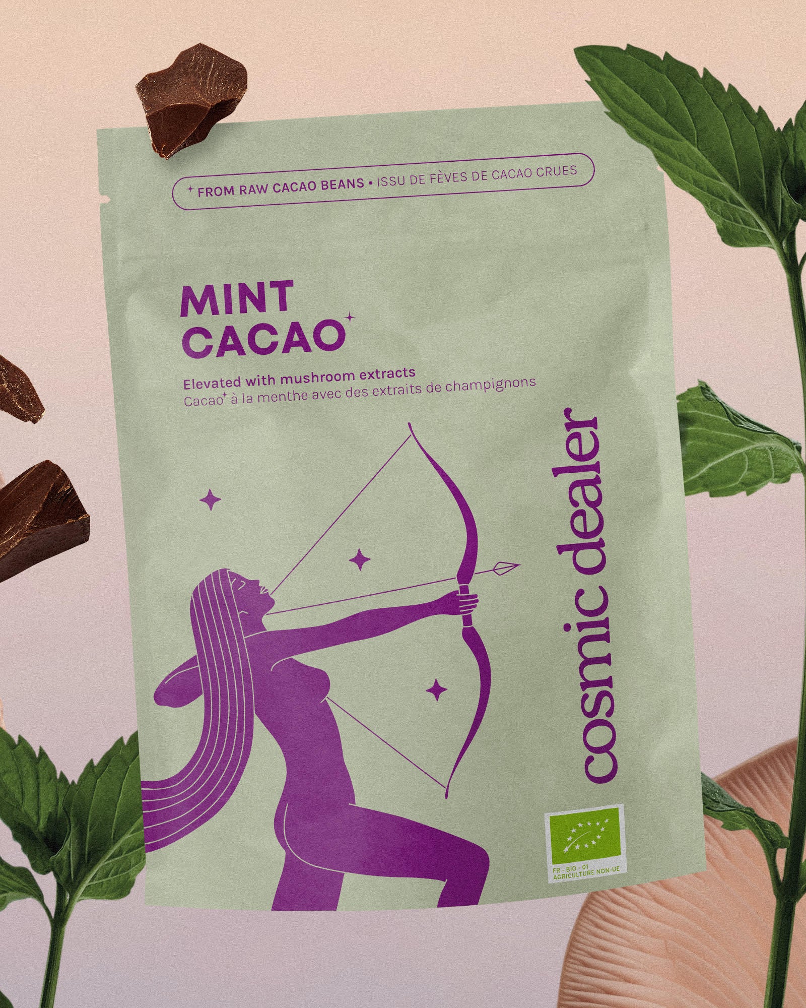 Cosmic Dealer - MINT CACAO with mushroom extracts & lucuma 120 g - WERTE FREUNDE