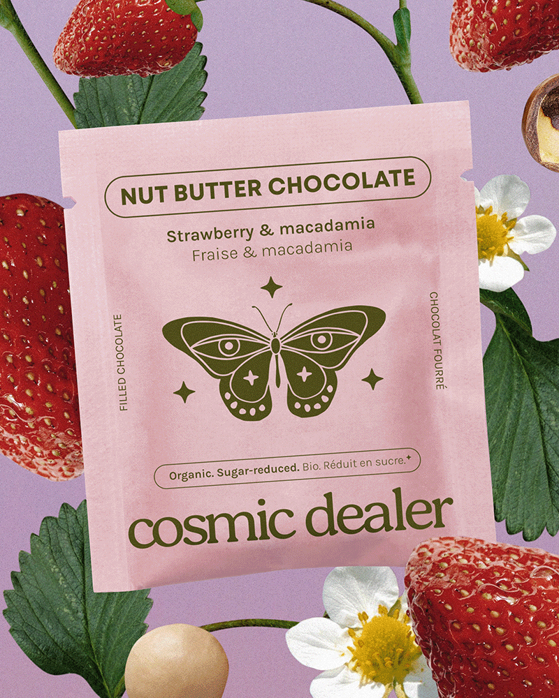 Cosmic Dealer - Nut Butter Chocolate Macadamia and Strawberry 20g - WERTE FREUNDE