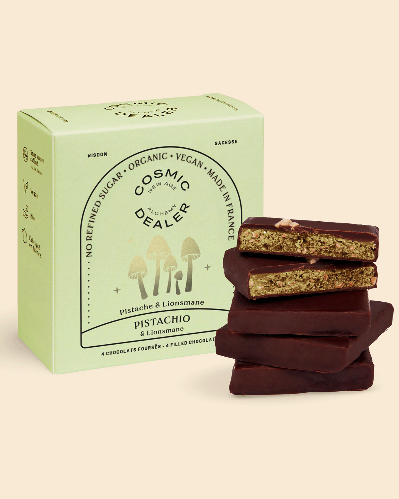 Cosmic Dealer - Nut Butter Chocolate Pistachio and Lion's Mane 4 x 20g - WERTE FREUNDE