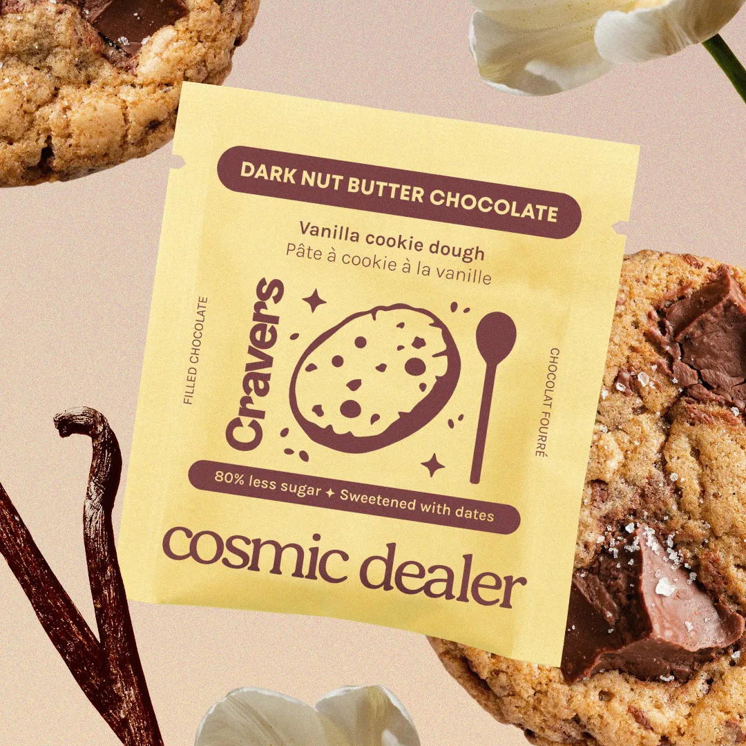 Cosmic Dealer - Vanilla Cookie Dough Chocolates with 75% Dark raw chocolate 20g