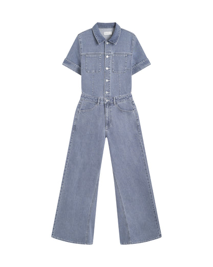Dawn Denim - TWITTER Minimal Stretch - Short Sleeve Overall Slate Grey - WERTE FREUNDE
