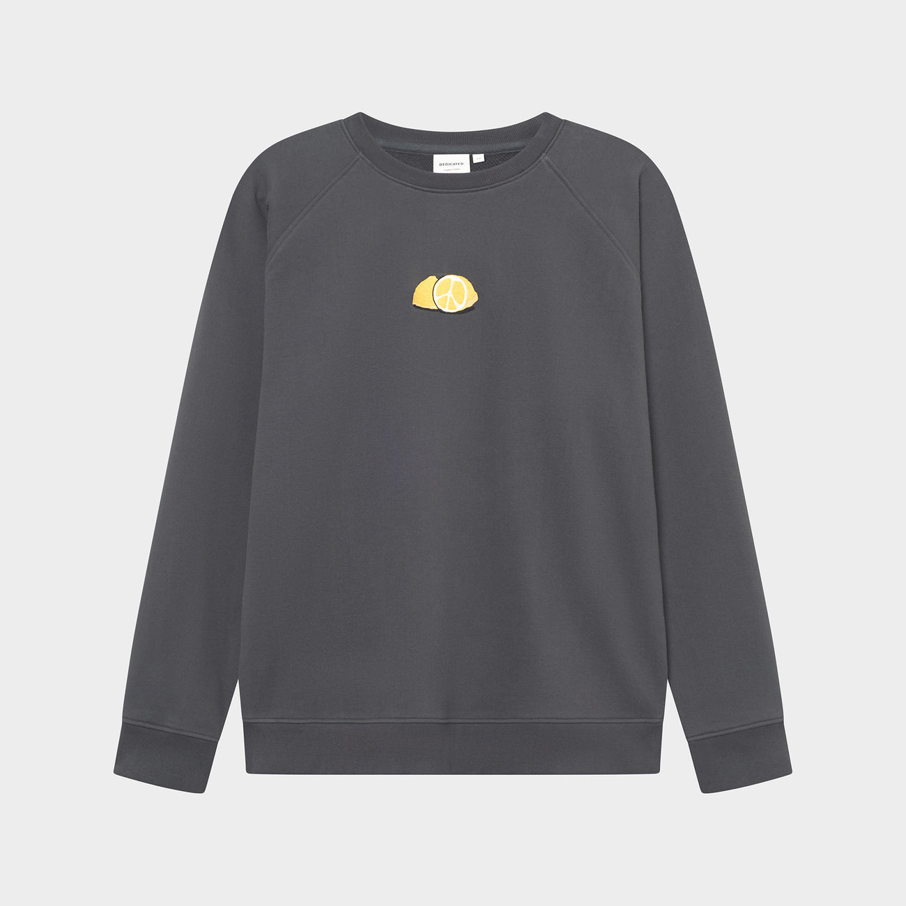 DEDICATED - Sweatshirt Malmoe Lemon Peace Charcoal Forged Iron - WERTE FREUNDE