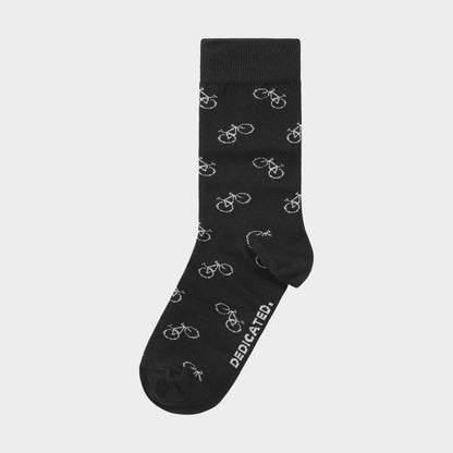 DEDICATED - Socks Sigtuna Bike Pattern Black - WERTE FREUNDE