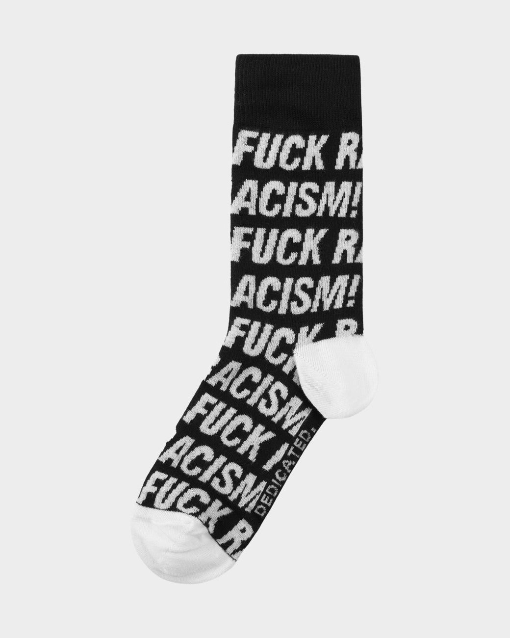 DEDICATED - Socks Sigtuna Fuck Racism Pattern Black - WERTE FREUNDE